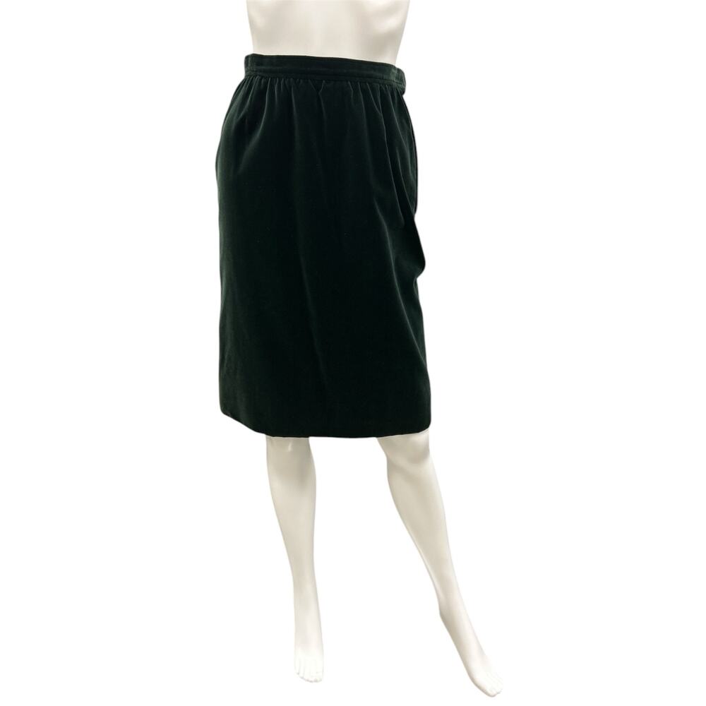 Vintage Rive Gauche YSL Skirt Women’s SZ S Velvet Pencil Style Emerald Gorgeous